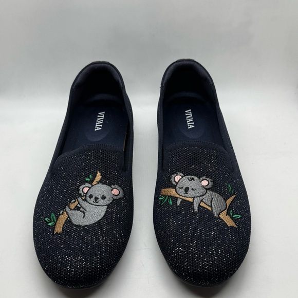 Vivaia Audrey Round-Toe Embroidered Loafer navy metallic koala bear design - Picture 5 of 11